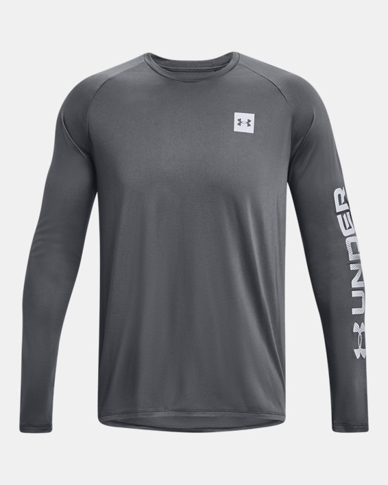 Men's UA Tech™ Print Fill Long Sleeve in Gray image number 4